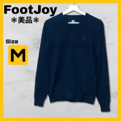 【美品】FootJoy Vネック セーター ニット ゴルフウェア ネイビー M