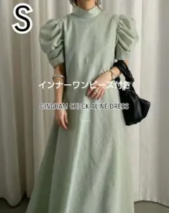 極美品 AMERI GINGHAM CHECK ALINE DRESSのサムネイル
