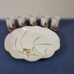 h447☆大皿一枚☆香蘭社☆湯飲みけ5個☆九谷陶栄☆