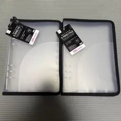 ダイソー 6リングファイル A5 ジッパー付 ブラック 2個セット 新品 A