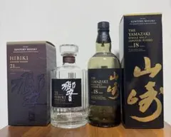 響21年山崎18年700ml空瓶2本セット箱付きのサムネイル