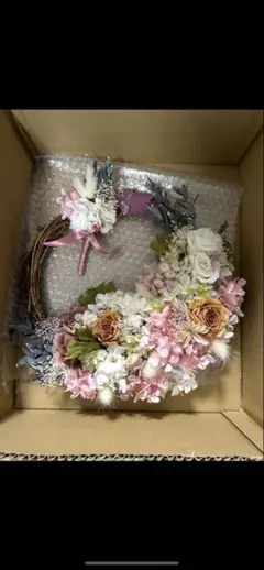 ウェディング　リースブーケ　ブートニア　プリザーブドフラワー