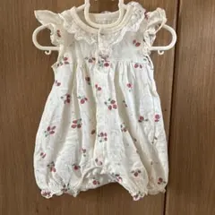 オーガニックコットン チェリー柄ロンパース 60-70