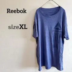Reebok 【XL】ブルー Tシャツ 半袖 ※破れあり