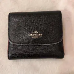 COACH ブラック花柄 二つ折り財布
