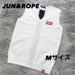 超美品　ジュンアンドロペ　ベスト　ポリエステル　フラミンゴ　ホワイト　Mサイズ