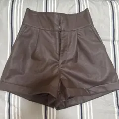 レザーショートパンツ 茶色