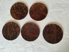 山形県伝統工芸 桜皮細工の「菓子受け皿」（大）5枚　　（Hー１）