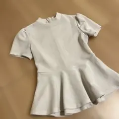 【値下げ】SHEINホワイト フレアシルエット ハイネック 半袖トップス