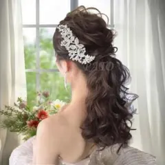 フラワー コーム ヘッドドレス★ウェディング 結婚式 髪飾り ヘアアクセサリー