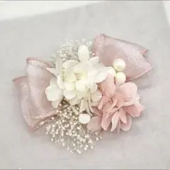 ドライフラワー髪飾り　成人式　卒業式　結婚式　リボン　ヘッドパーツ