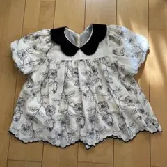 花柄刺繍 パフスリーブブラウス