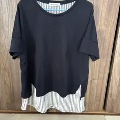 大きいサイズ4L紺色半袖トップスのサムネイル