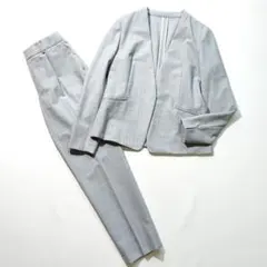 美品 グリーンレーベルリラクシング カチリラ パンツスーツ 春夏 洗える 40
