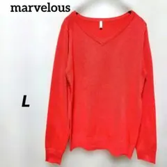 マーベラス 赤 Vネック 長袖 ニット セーター 新品未使用品 Lサイズ