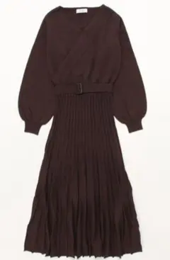 プリーツカシュクールロンスリワンピース