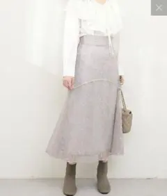 natural couture osono長さを変えられる線画レーススカート