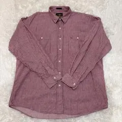 80s EddieBauerエディーバウアーストライプコットンフランネルシャツ