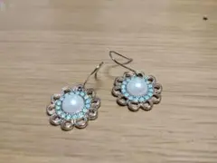 フラワーパール＆スワロフスキーピアス　日本製