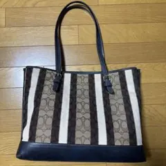 COACH ストライプトートバッグ