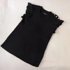 INGNI フリル袖 ブラック ノースリーブニット