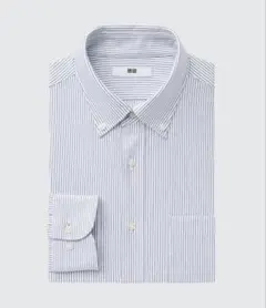 ユニクロ　ノンアイロンジャージーストライプシャツ（ボタンダウンカラー・長袖）S