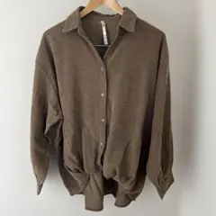 コーデュロイシャツ　ブラウン　Lサイズ