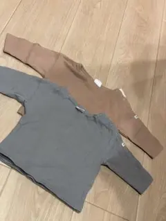 グレー ブラウン 長袖カットソー 70cm