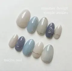 ☑︎ガラスのビー玉 ネイルチップ 韓国 オーダー ニュアンスネイル