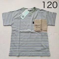 3can4on ボーダー ポケット付き 半袖 Tシャツ 120