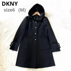 DKNY フーデットコート ブラック 銀ボタン ウール サイズ6 Mサイズ