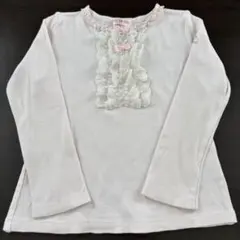 メゾピアノレースとリボンの長袖刺繍カットソー 130cm