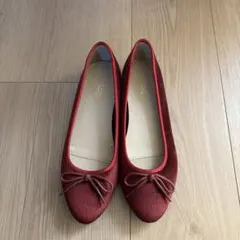 赤いリボン付きバレエシューズ フラットシューズ 23.5cm