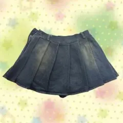 デニム プリーツスカート ミニ丈　着画ありのサムネイル