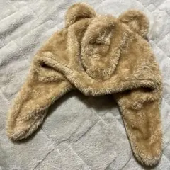 美品　ベビー　くま耳　帽子　キャメルベージュ　ファーフリース