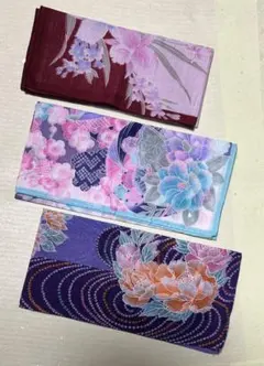 【新品・未使用品】和風花柄ハンカチ　３枚セット
