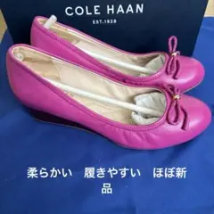 COLE HAAN コールハーン 本革 バレエシューズフラットピンク リボン付き