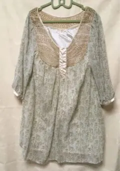 【RayCassin】小花柄かぎ編みチュニックワンピース