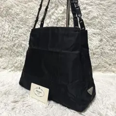 【良品】PRADA プラダ　トートバッグ　チェーン　ナイロン　ブラック　肩掛け