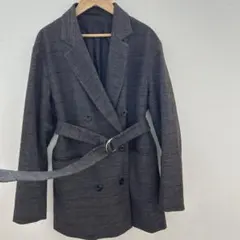 GU オーバーサイズジャケットベルト付き　ブラウンチェック　Sサイズ