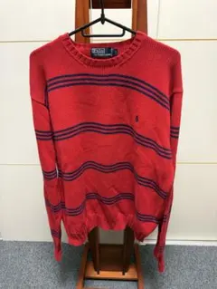 Polo by Ralph Lauren 赤 ストライプ セーター Lサイズ