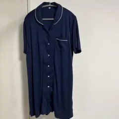 マタニティウェア　授乳ポケットあり ネイビー Lサイズ ボタン付きパジャマ