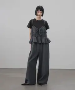 ローリーズファーム　ペプラムキャミサロペ　グレー　チェックのサムネイル