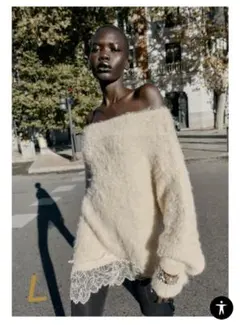 ZARA♡レースコンビニットセーター