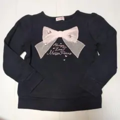 130★メゾピアノ★レースリボン＆ハートビジュー付きトレーナー★