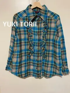 YUKI TORII ユキトリイ フリル付き 長袖シャツ ブルー　ウール混　38のサムネイル