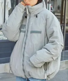 2WAY 撥水ナイロン ビッグシルエット ミリタリーショート中綿ジャケット