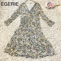 EGERIE☆フランス製　カシュクールワンピース　ジャージーワンピース　花　総柄のサムネイル