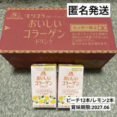 【新品未開封】森永 おいしいコラーゲンドリンク 12本+2本(ピーチ、レモン)のサムネイル
