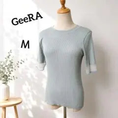 【メルカリ便】GeeRA　シアーリブニットトップス 半袖 ブルーグレー Мのサムネイル